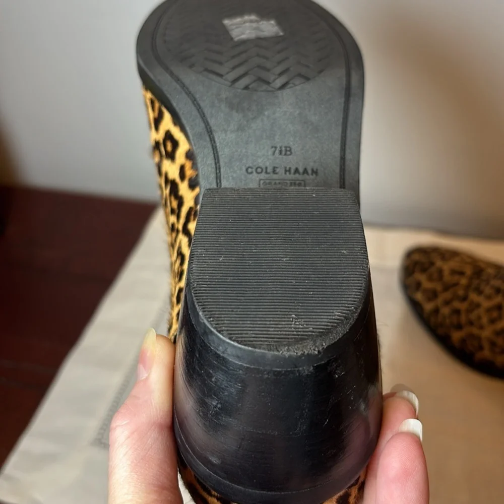 Cole Hann Gia Animal Print Western Calf Hair Chunky Heel Ankle Boots Size 7.5 B